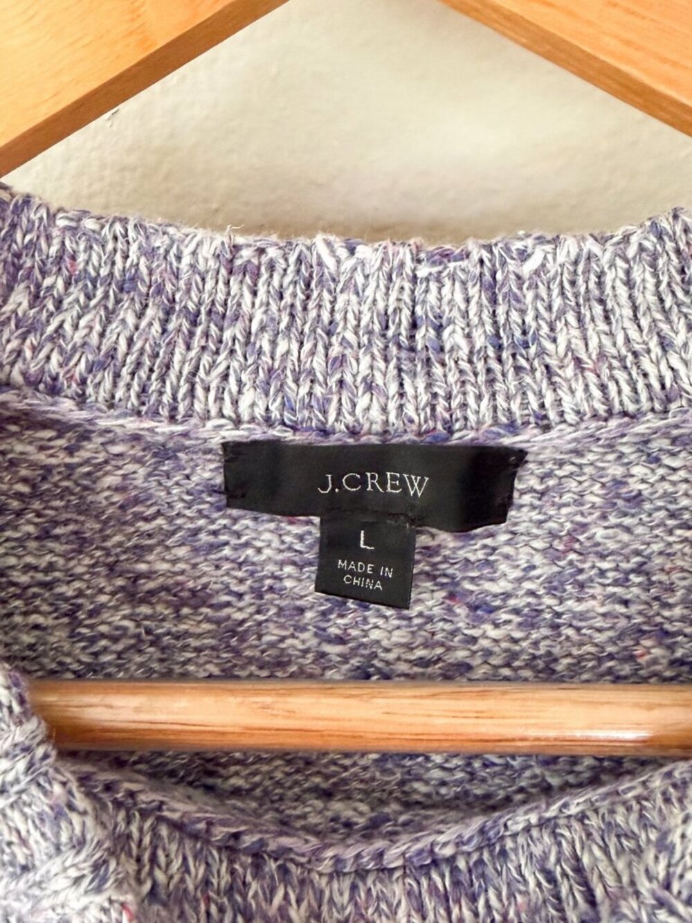 J.Crew Purple Marled Knit Sweater Crewneck Cozy Classic Pullover Women’s Large - Picture 3 of 8